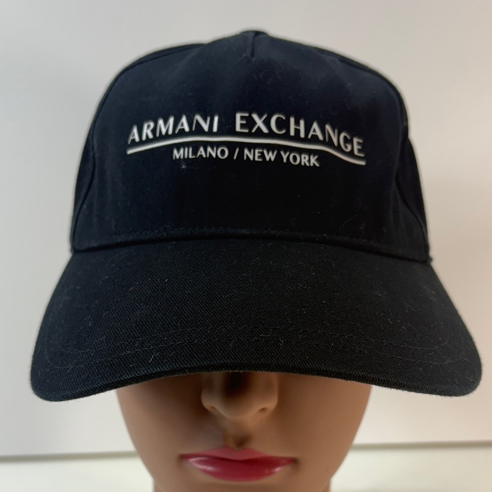 Armani Exchange Black Baseball Cap with White Logo